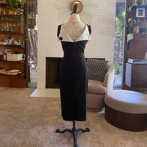 Bettie Page & Tatyana sleeveless dress with white satin back collar (Modcloth)